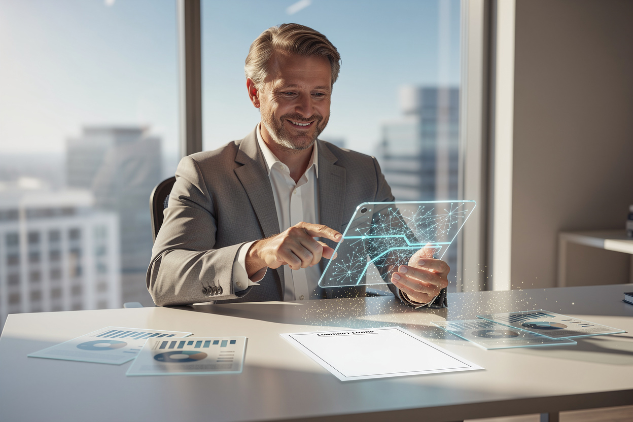 Финансовый консультант в офисе реструктурирует сложную сеть долгов в упрощённую структуру.