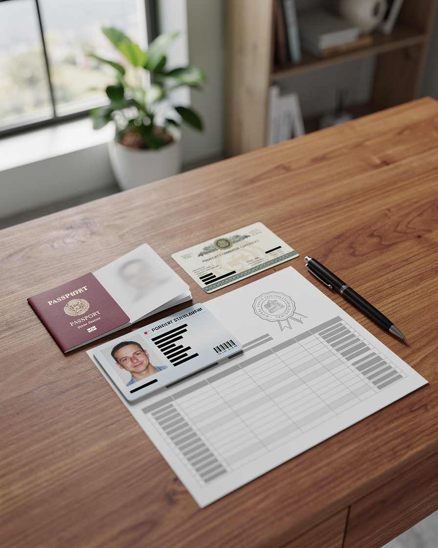 Аккуратно разложенные документы для рефинансирования на столе в современном домашнем офисе.